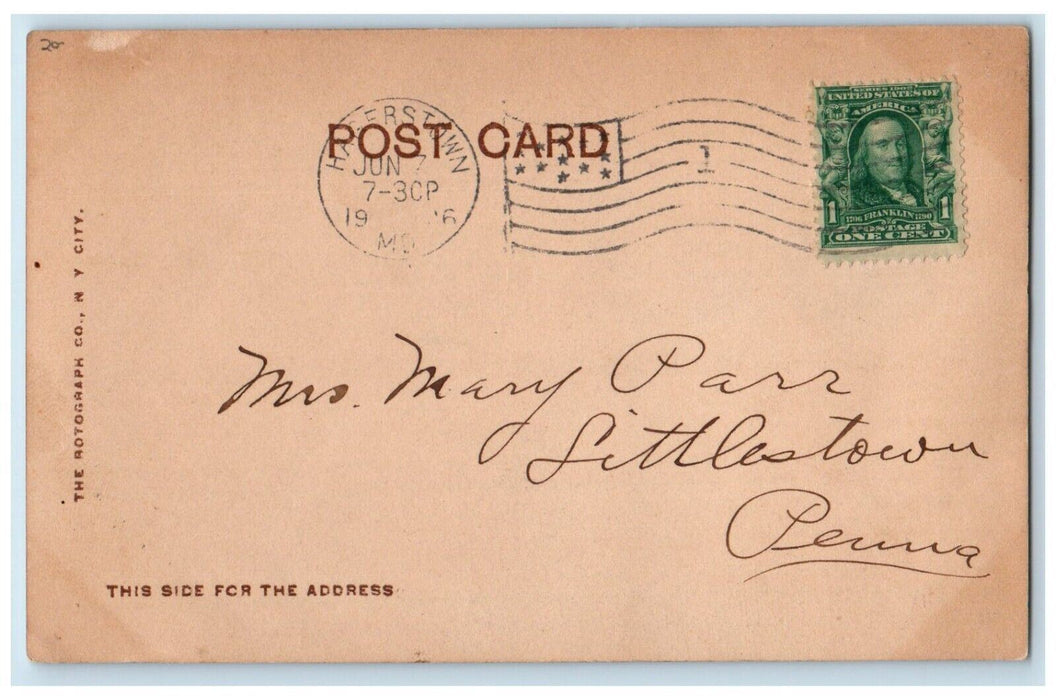 1906 Greetings To Mother Hagerstown MD, Prety Womens RPPC Photo Postcard
