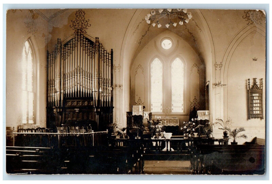 c1910's Easter Church Interior Pennsylvania PA Antique RPPC Photo Postcard