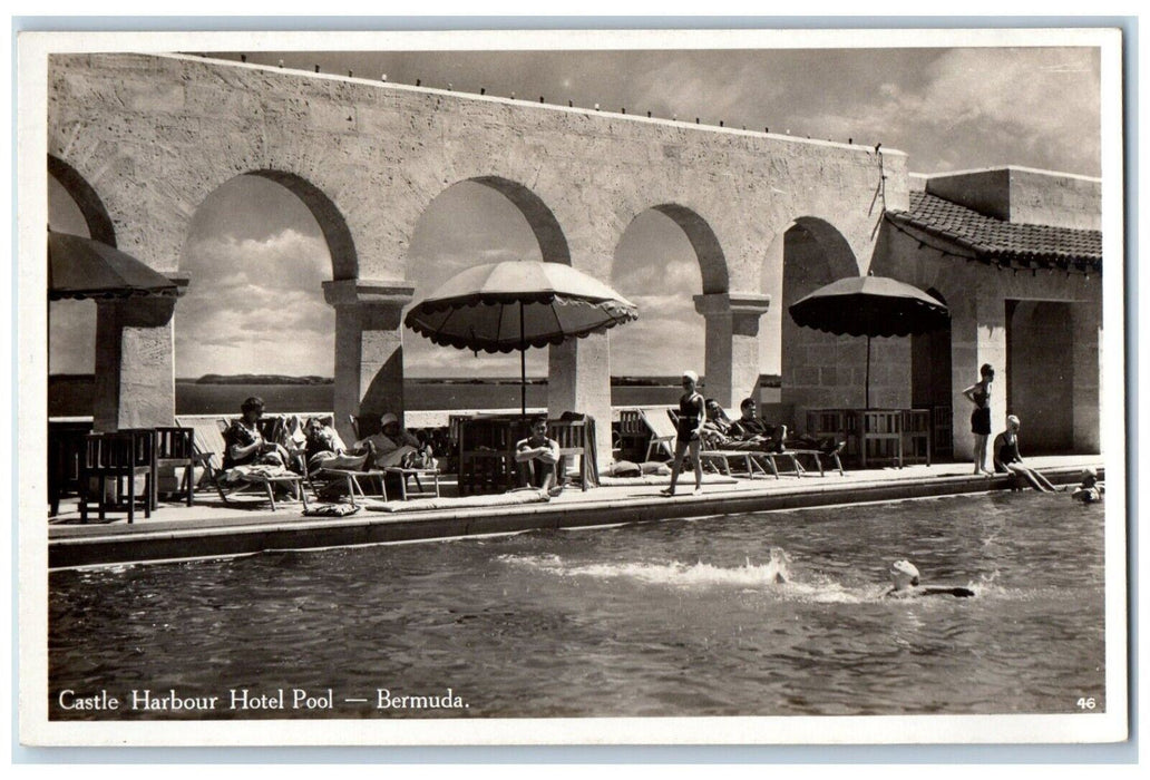 c1910's Castle Harbour Hotel Pool Swimming Pool Bermuda RPPC Photo Postcard