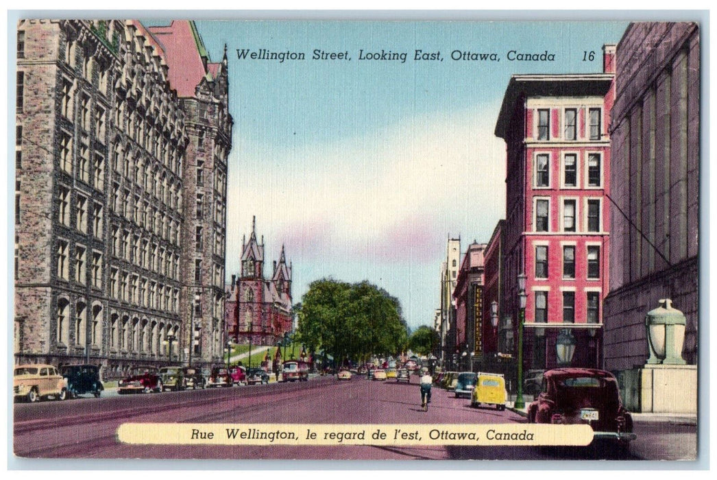 c1950's Wellington Street Looking East Ottawa Canada Vintage Postcard