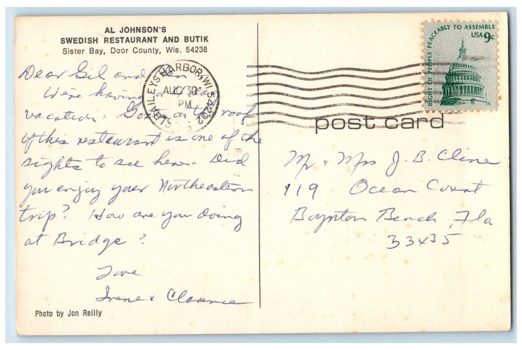 1986 Al Johnson's Swedish Restaurant Butik Sister Door County Wisconsin Postcard