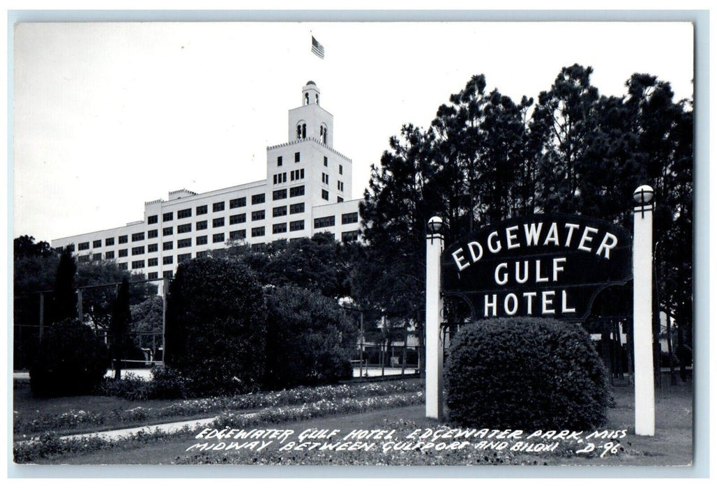 c1940's Edgewater Gulf Hotel Edgewater Park Mississippi MS RPPC Photo Postcard