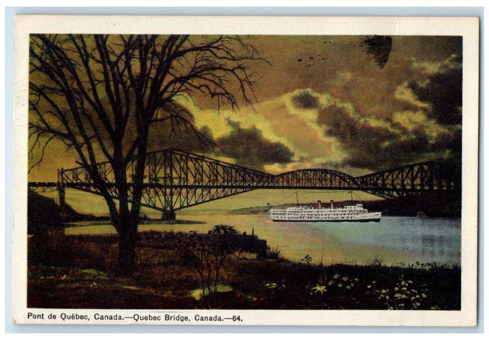 1956 View of Pont De Quebec - Quebec Bridge Canada Vintage Posted Postcard