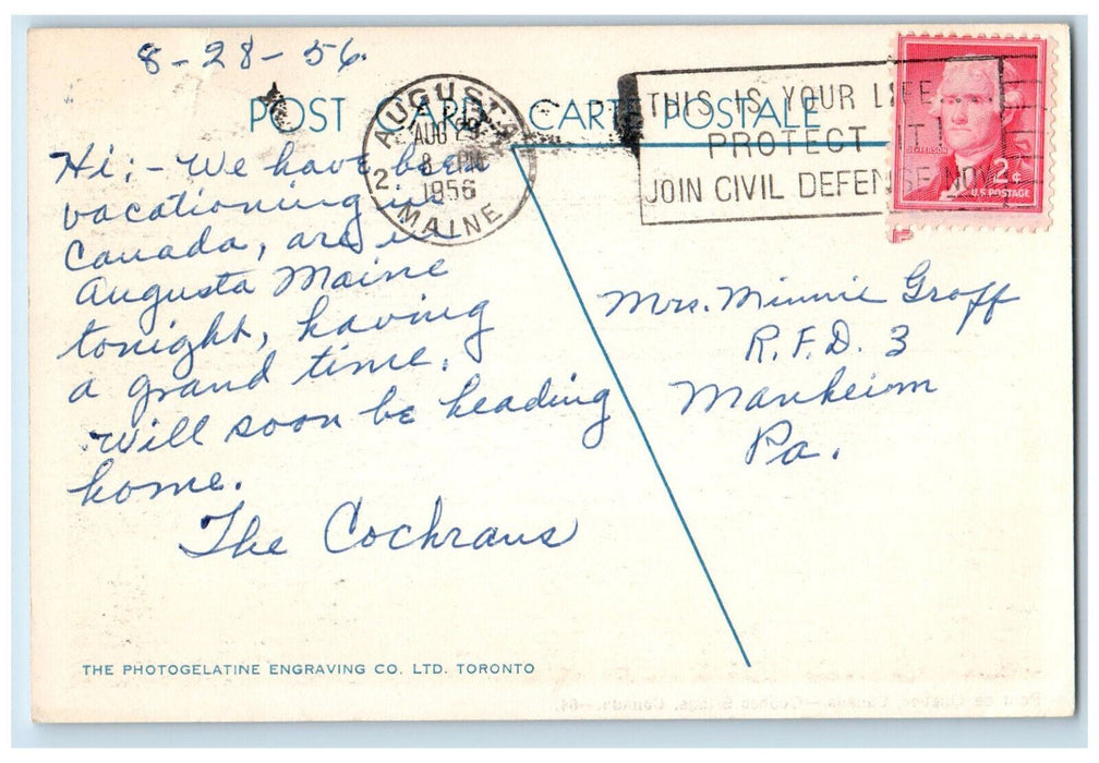 1956 View of Pont De Quebec - Quebec Bridge Canada Vintage Posted Postcard