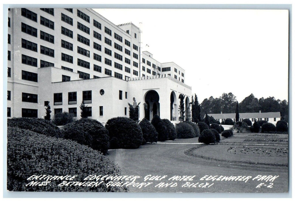 Entrance Edgewater Gulf Hotel Edgewater Park Mississippi MS RPPC Photo Postcard