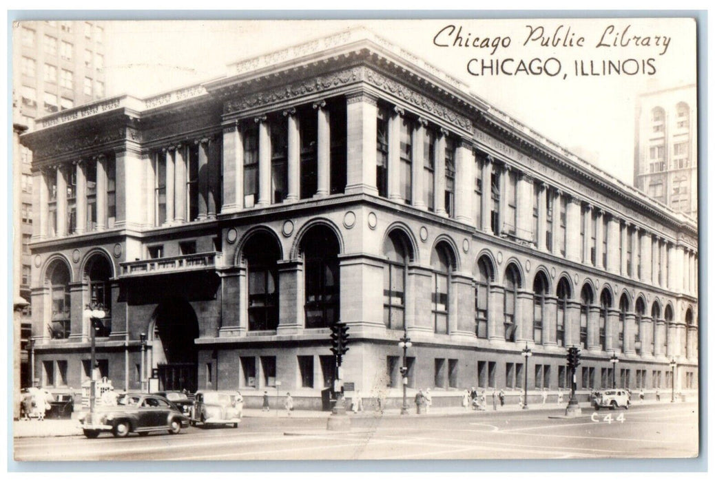 c1930's Chicago Public Library Cars Chicago Illinois IL RPPC Photo Postcard