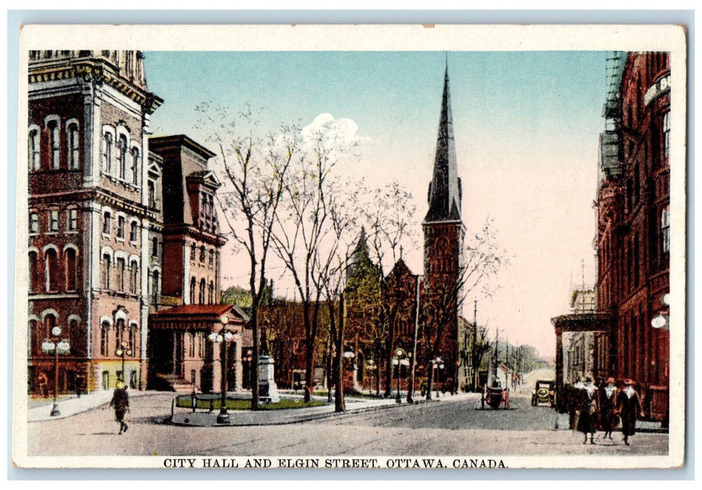 c1930's City Hall and Elgin Street Ottawa Ontario Canada Vintage Postcard