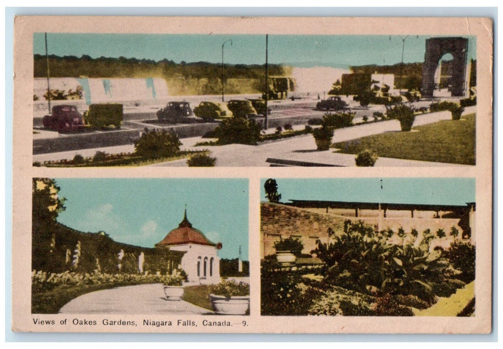 1949 View of Oakes Gardens Niagara Falls Ontario Canada Multiview Postcard