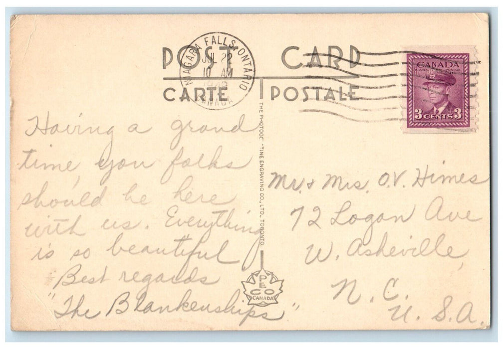 1949 View of Oakes Gardens Niagara Falls Ontario Canada Multiview Postcard