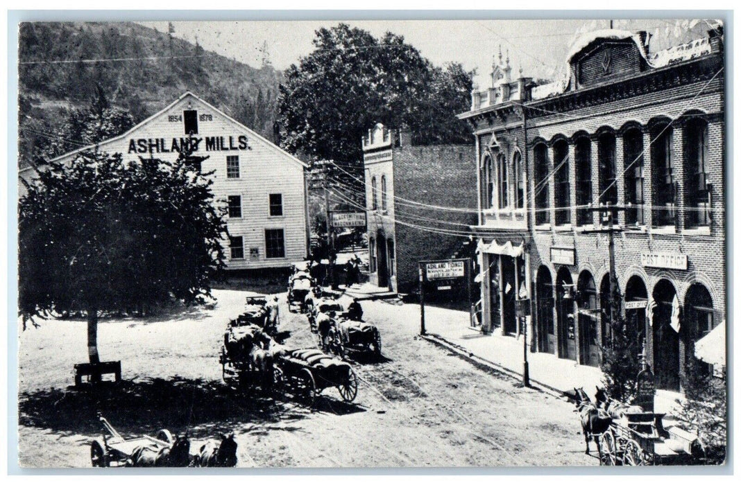 c1960 Ashland Oregon Plaza Flouring Mill Rogue Indian Wars Lithia Park Postcard