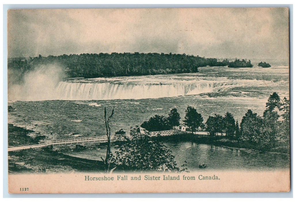 c1940's Horseshoe Fall and Sister Island Niagara Falls Canada Postcard