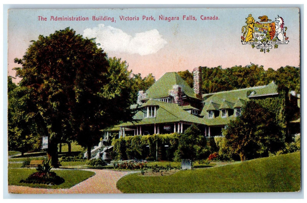 1935 The Administration Building Victoria Park Niagara Falls Canada Postcard