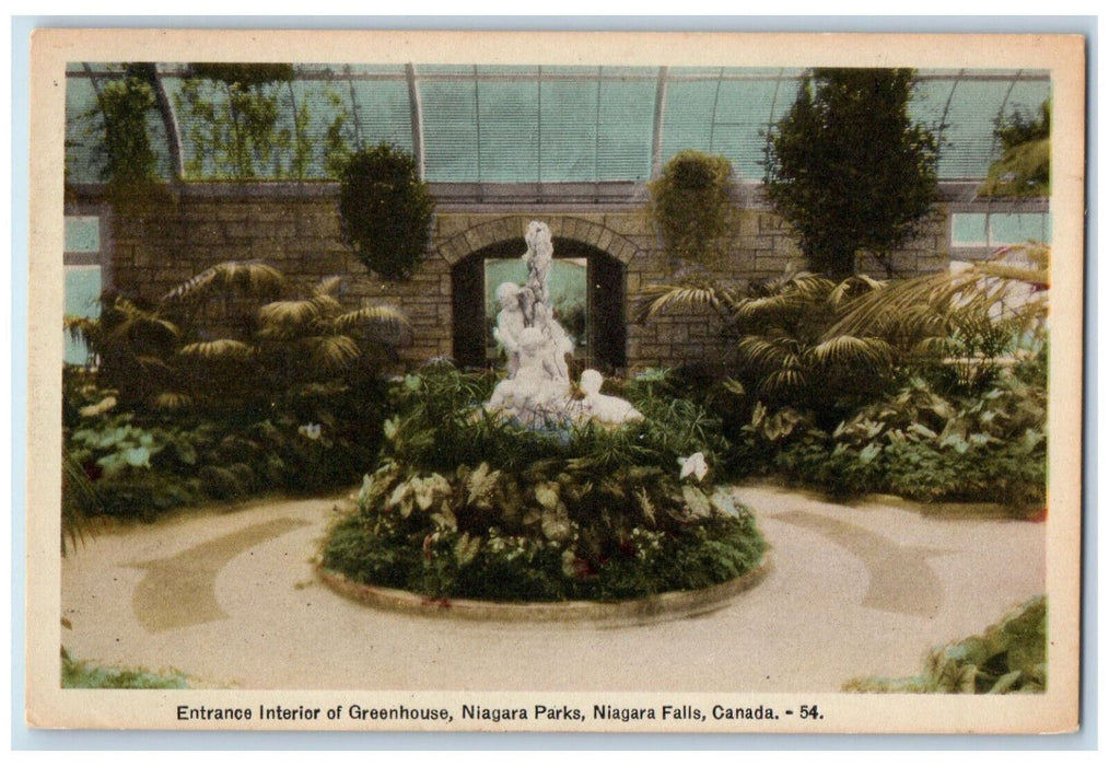 c1950's Entrance Interior of Greenhouse Niagara Falls Ontario Canada Postcard