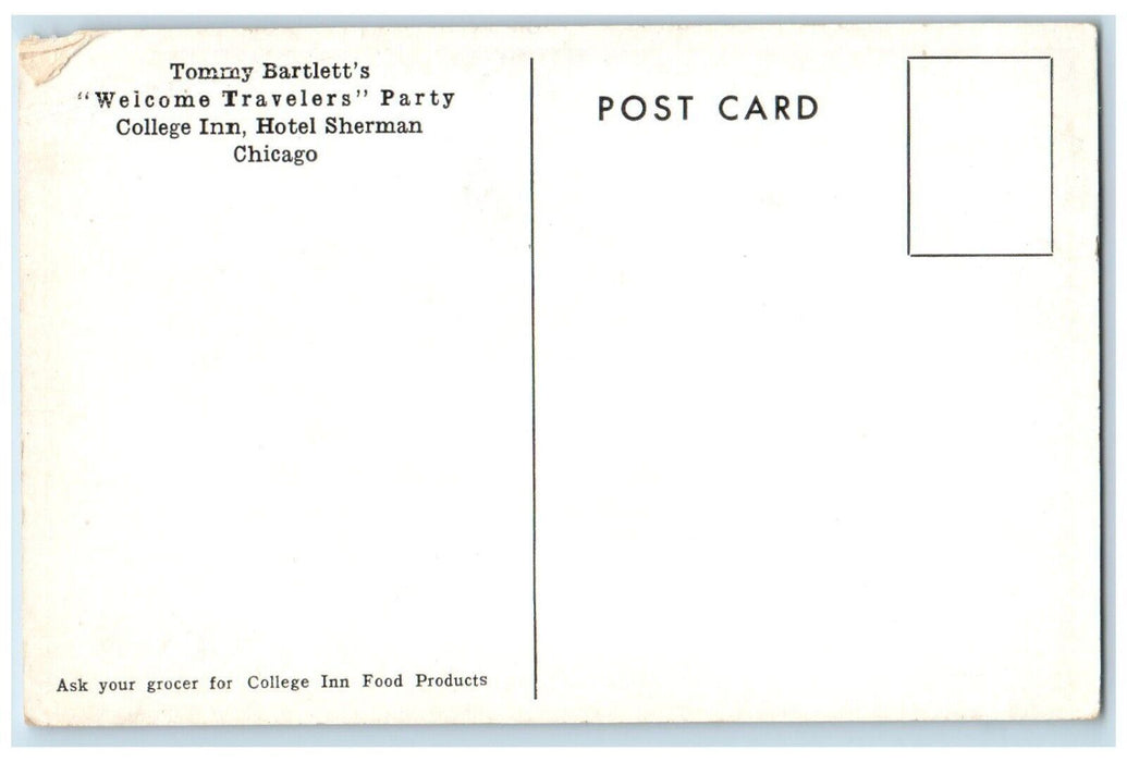 1960 Tommy Bartlett's College Inn Hotel Sherman Crisco Chicago Illinois Postcard