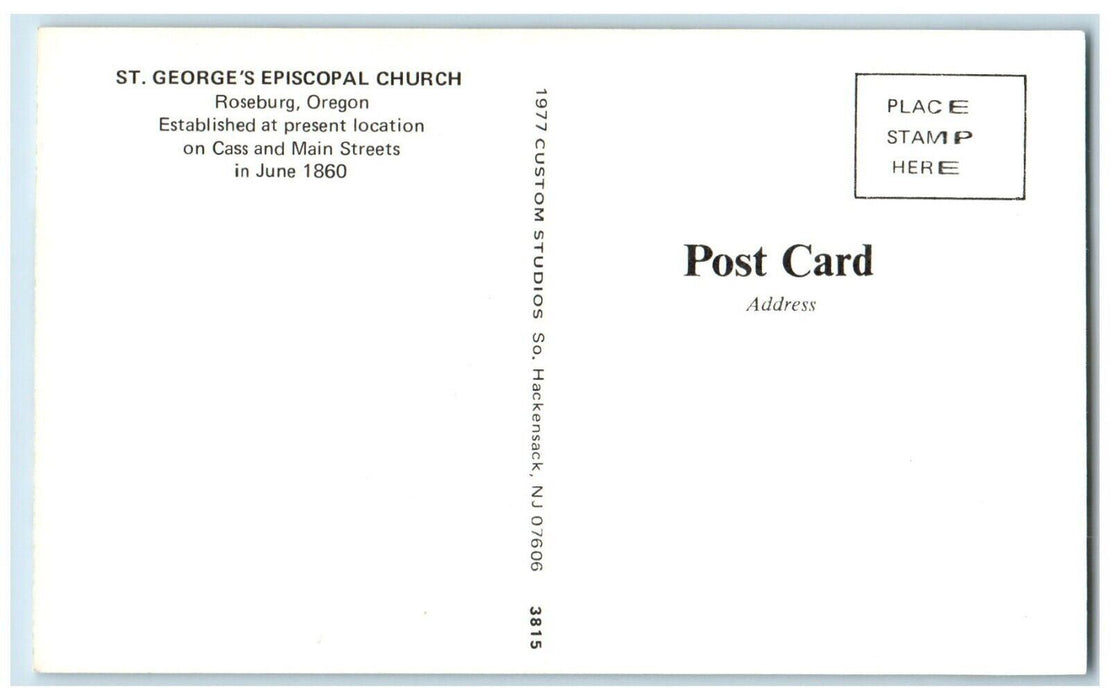 c1960 St. George's Episcopal Church Cass Main Streets Roseburg Oregon Postcard