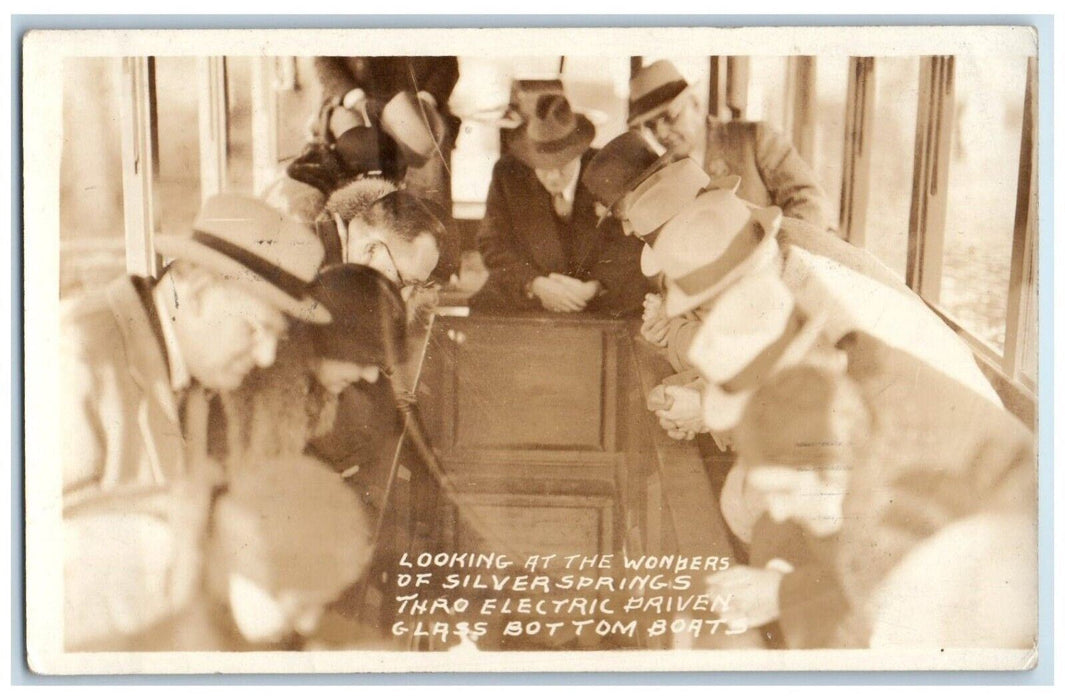 1932 Looking At Wonders Of Silver Springs Glass Bottom Boats RPPC Photo Postcard