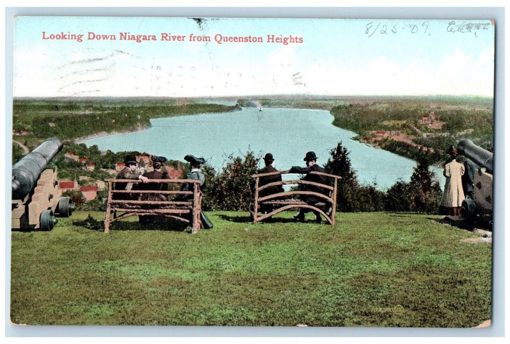 1907 Looking Down Niagara River from Queenston Heights Canada Postcard