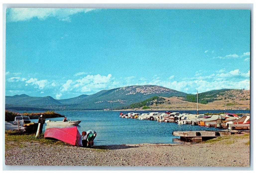 1960 Georgetown Lake Boating Rainbow Trout Shores Dentons Point Montana Postcard