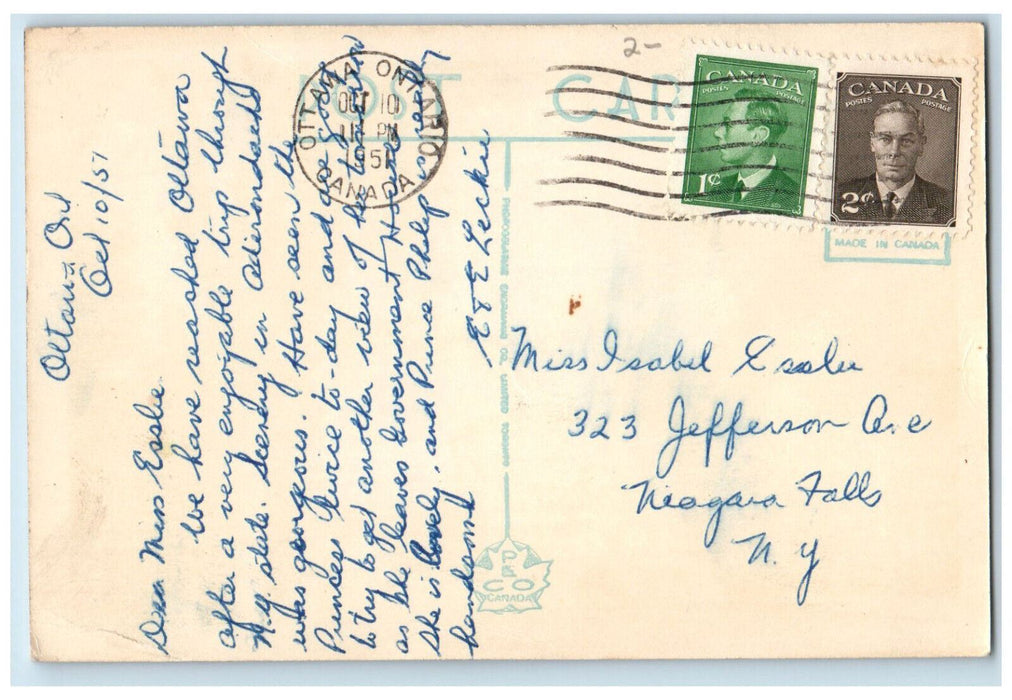 1957 Chateau Laurier Looking East to Rideau Street Ottawa Canada Postcard