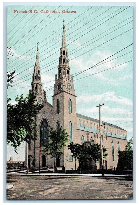 c1905 French R.C. Cathedral Ottawa Ontario Canada Unposted Antique Postcard