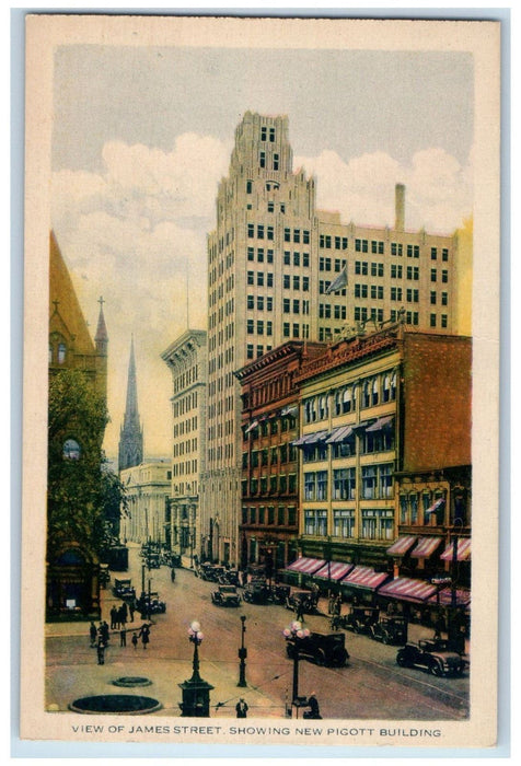 c1930's View of James Street Showing New Pigott Building Canada Vintage Postcard