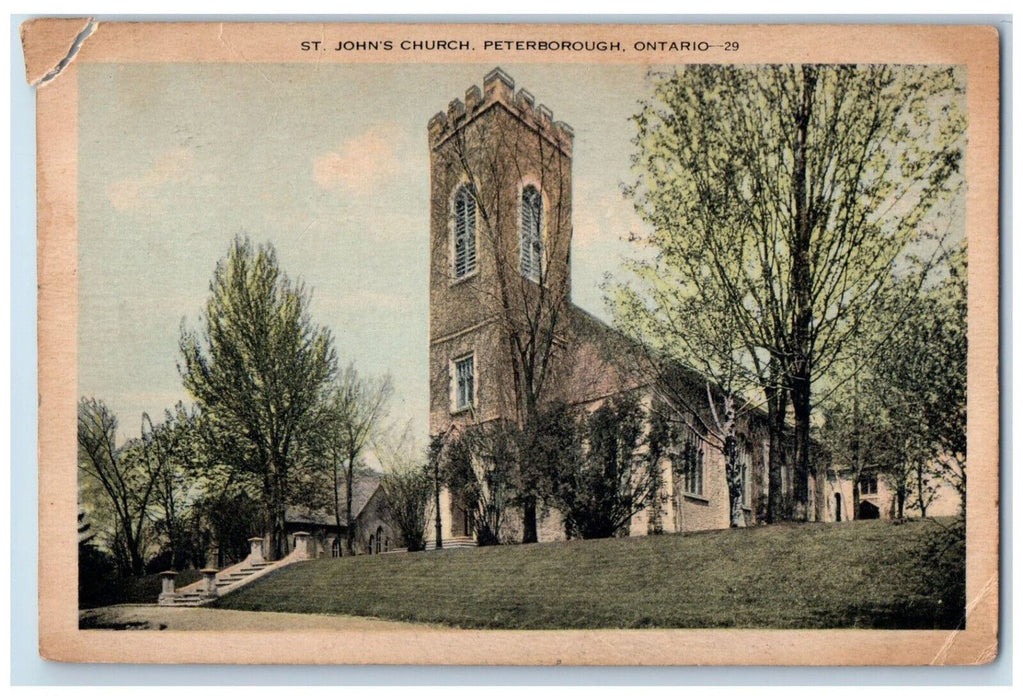 1937 St. John's Church Peterborough Ontario Canada Antique Posted Postcard