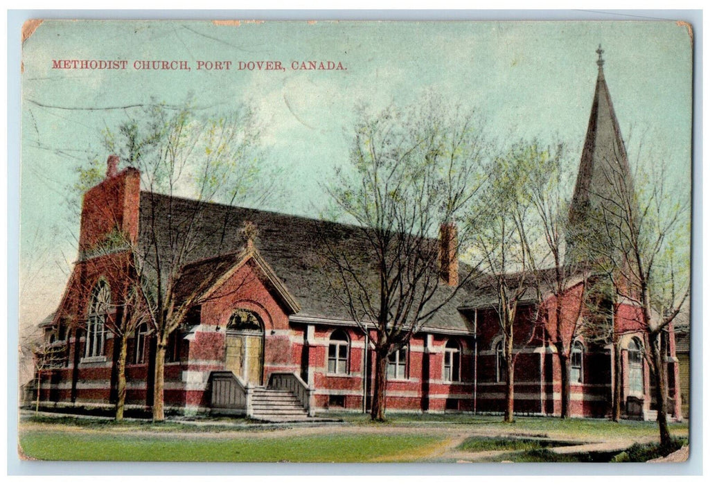 1910 Methodist Church Port Dover Canada Antique Posted Stedman Bros. Postcard