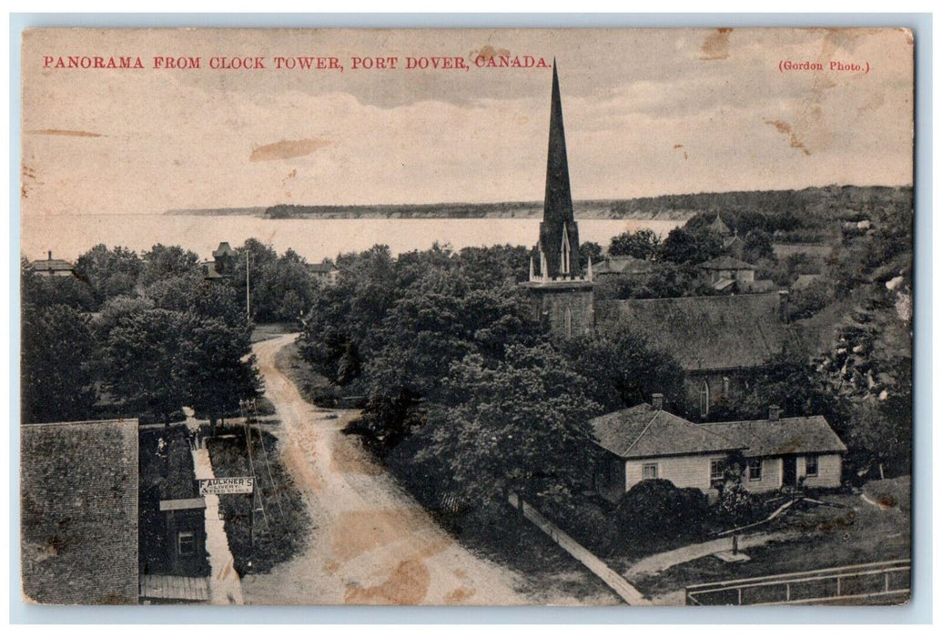 1910 Panorama From Clock Tower Port Dover Canada Posted Antique Postcard