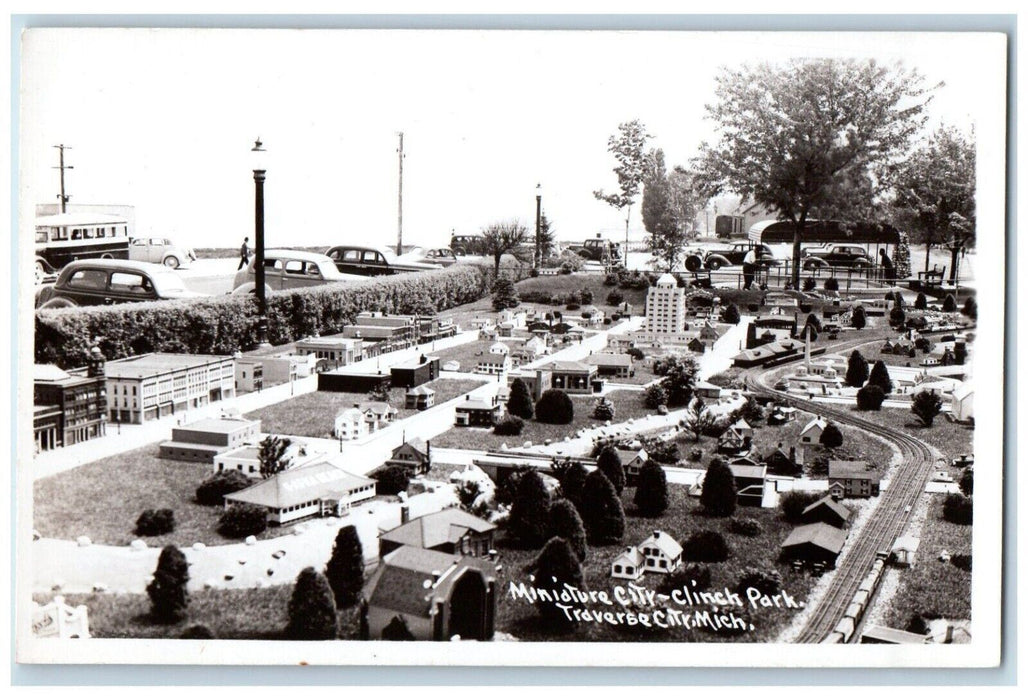 Miniature City Clinch Park Traverse City Michigan MI RPPC Photo Postcard