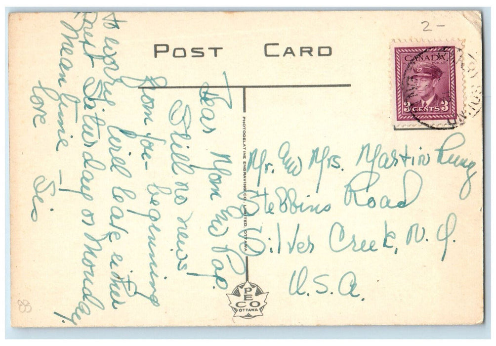 c1940's Rock Garden and Ranger's Cabin Perry Sound Canada Posted Postcard