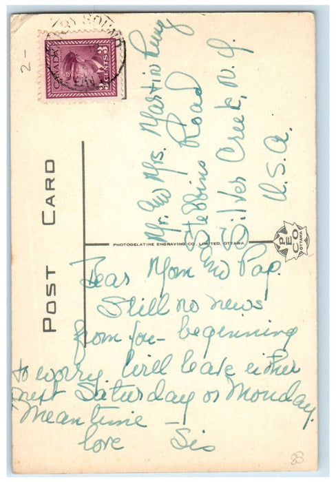 c1940's Rock Garden and Ranger's Cabin Perry Sound Canada Posted Postcard