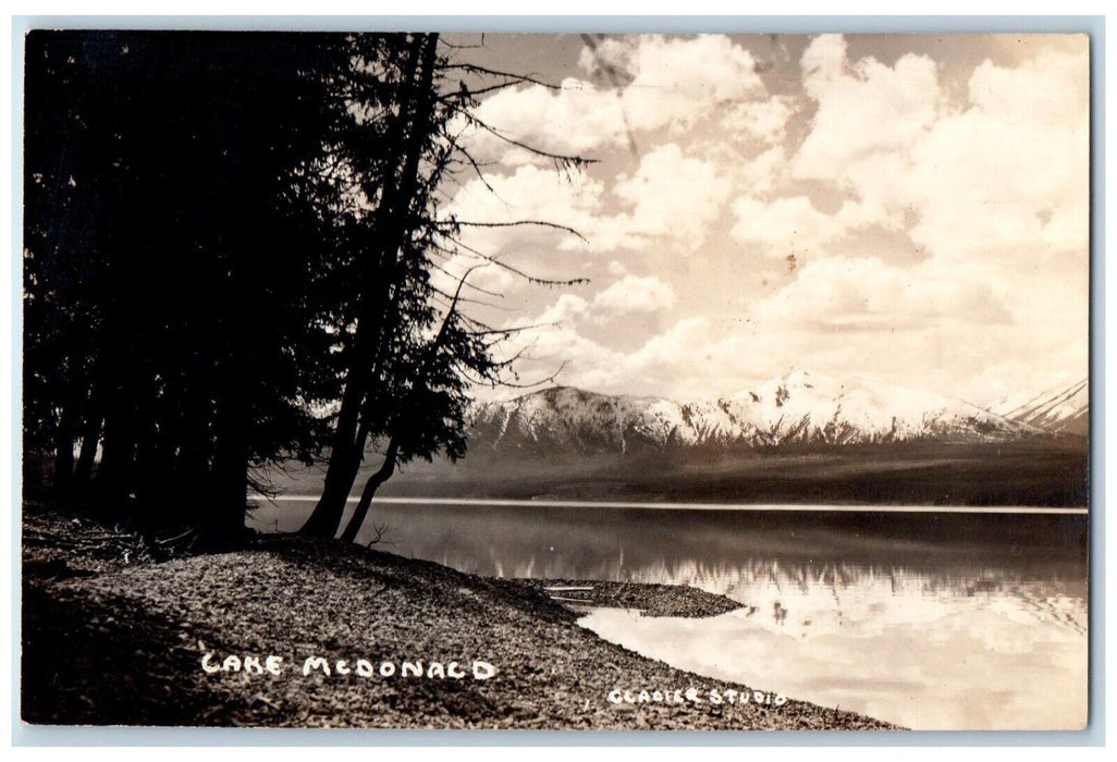 c1940's Lake McDonald Glacier National Park Montana MT RPPC Photo Postcard