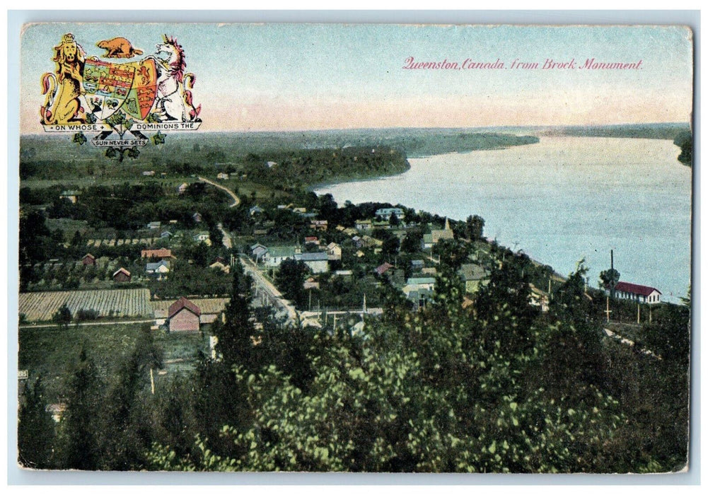 1907 View from Brock Monument Queenston Canada Antique Posted Postcard