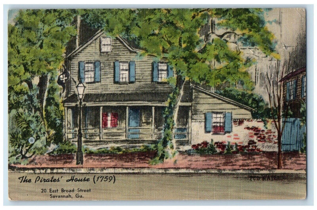 c1940 Pirates House East Broad Street Restaurant Dine Savannah Georgia Postcard