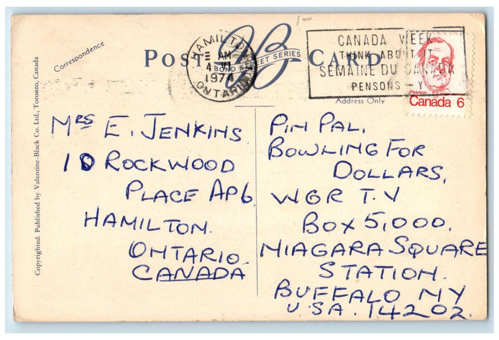 1974 International Blue Water Bridge at Point Edward Ontario Canada Postcard