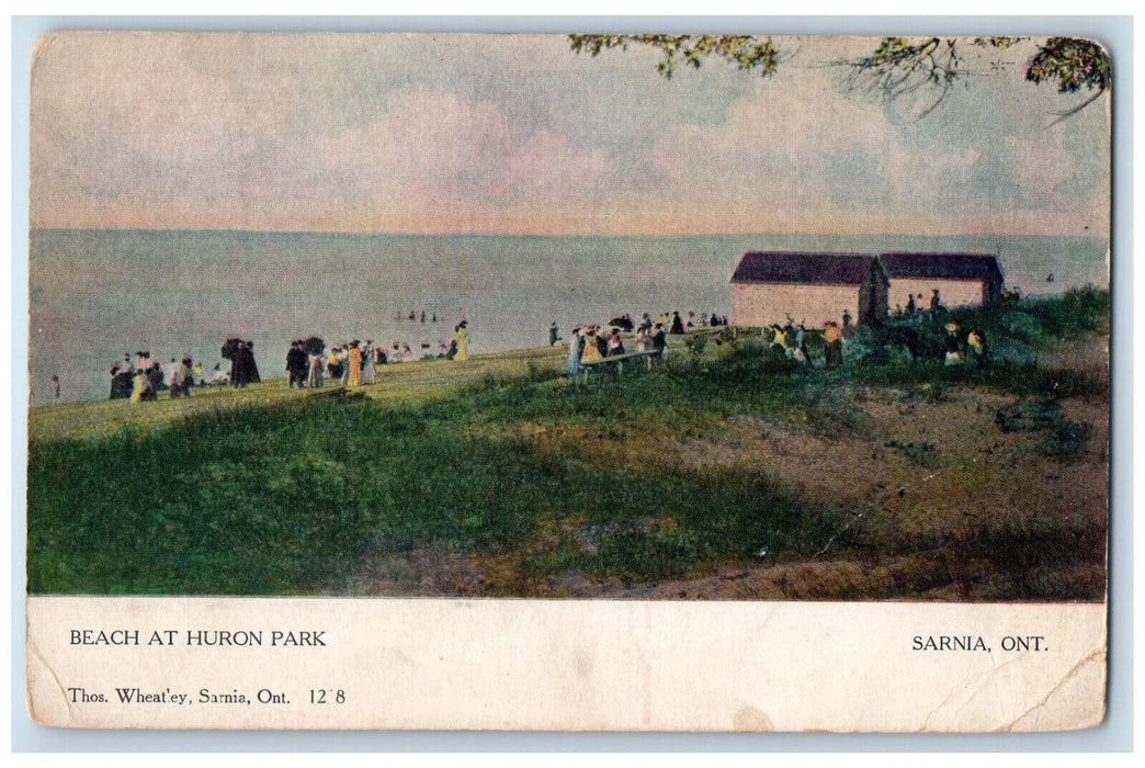 c1950's Beach at Huron Park Sarnia Ontario Canada Unposted Postcard