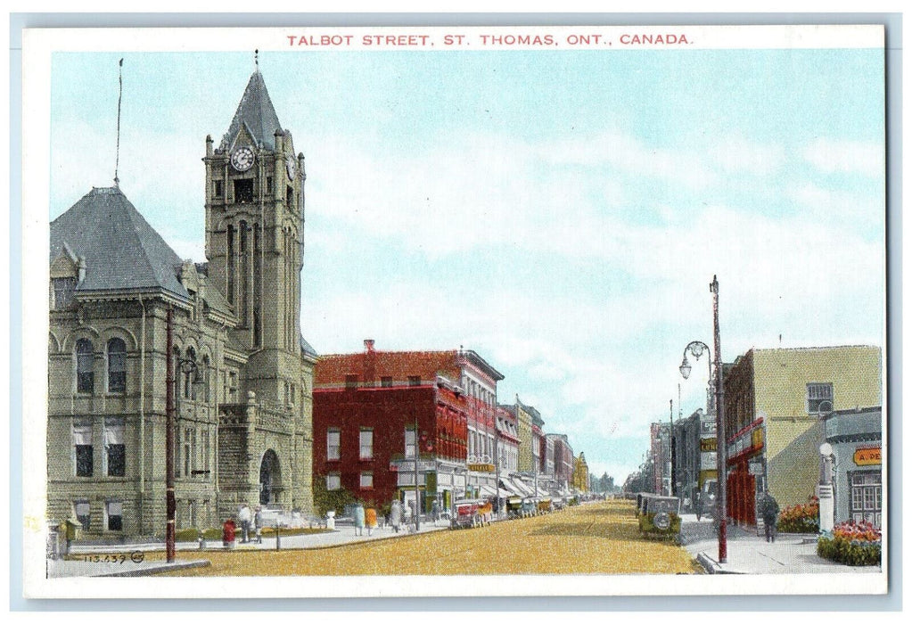 c1920's Talbot Street St. Thomas Ontario Canada Unposted Antique Postcard