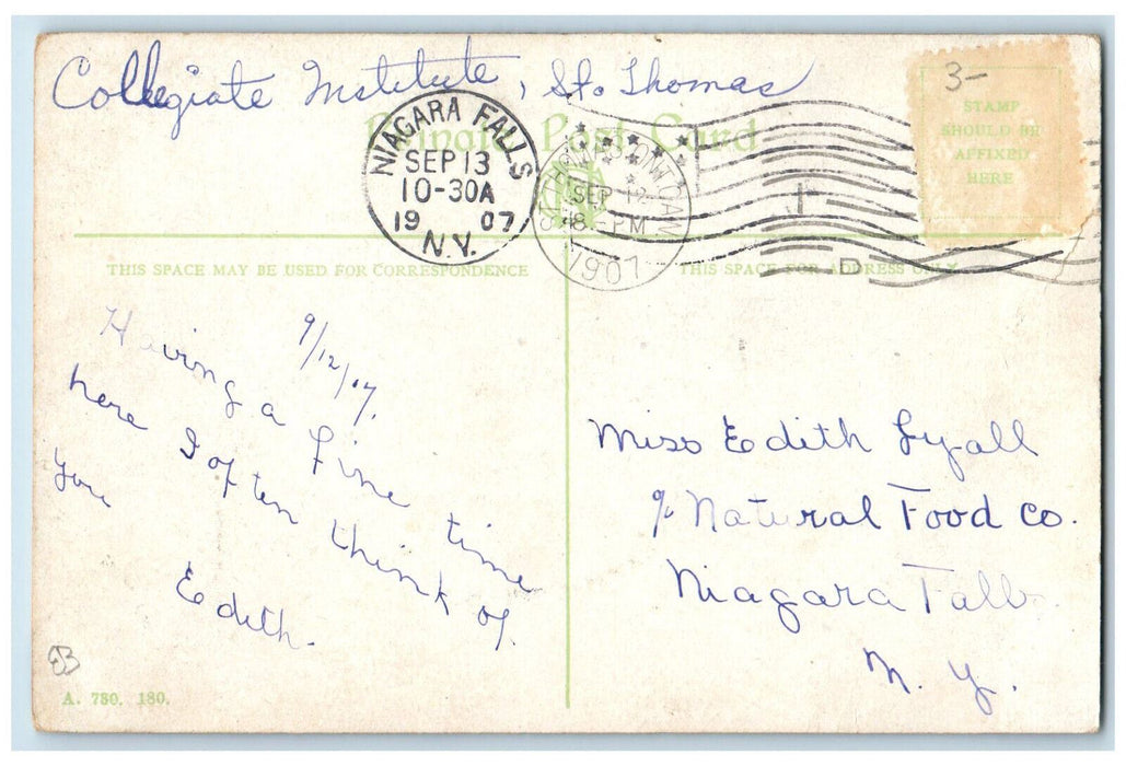 1907 Collegiate Institute St. Thomas Ontario Canada Unposted Antique Postcard