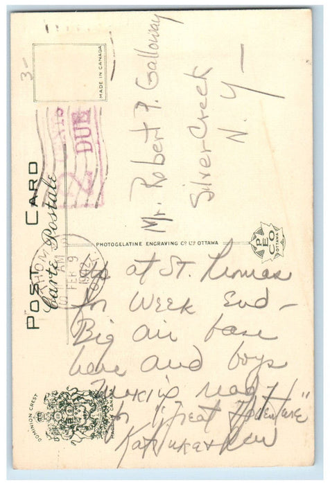 1942 Vocational Technical School St. Thomas Ontario Canada 2 Cents Due Postcard