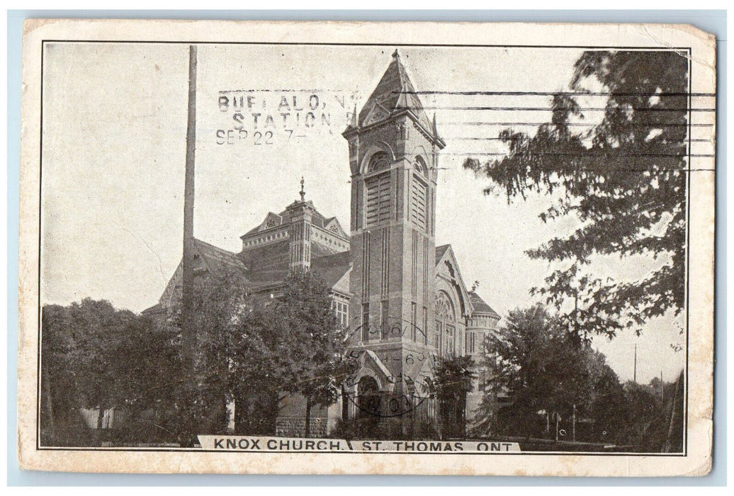 1905 View of Knox Church St. Thomas Ontario Canada Posted Antique Postcard