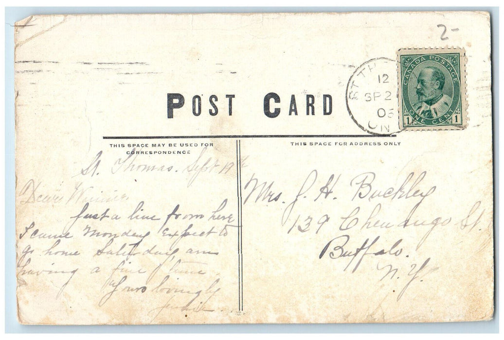 1905 View of Knox Church St. Thomas Ontario Canada Posted Antique Postcard