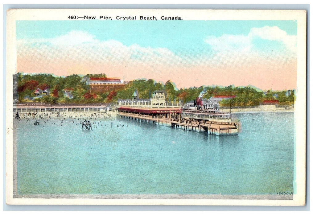 c1930's Steamer Landing New Pier Crystal Beach Canada Vintage Unposted Postcard