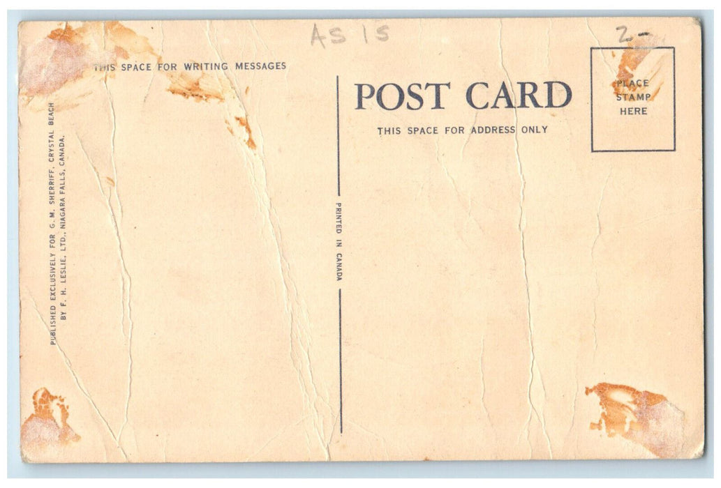 c1940's New Bath House from Upper Deck of Pier Crystal Beach Canada Postcard