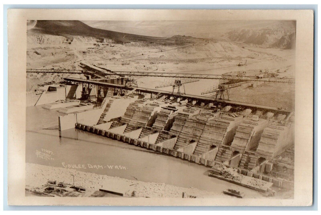 c1910's View Of Coulee Dam Washington WA Unposted Antique RPPC Photo Postcard
