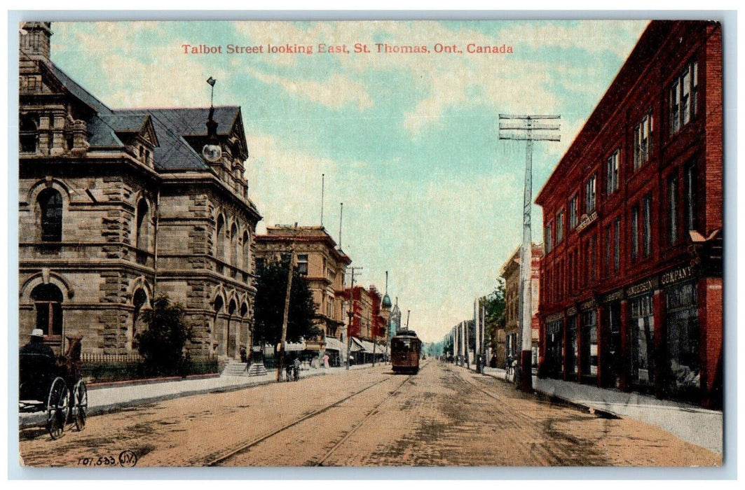 1920 Talbot Street Looking East St. Thomas Ontario Canada Antique Postcard