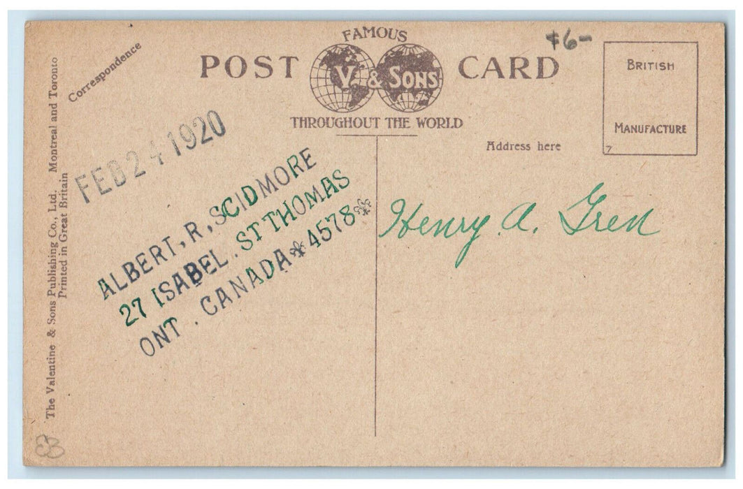 1920 Talbot Street Looking East St. Thomas Ontario Canada Antique Postcard