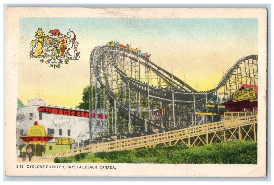 1947 Cyclone Coaster Crystal Beach Ontario Canada Vintage Posted Postcard