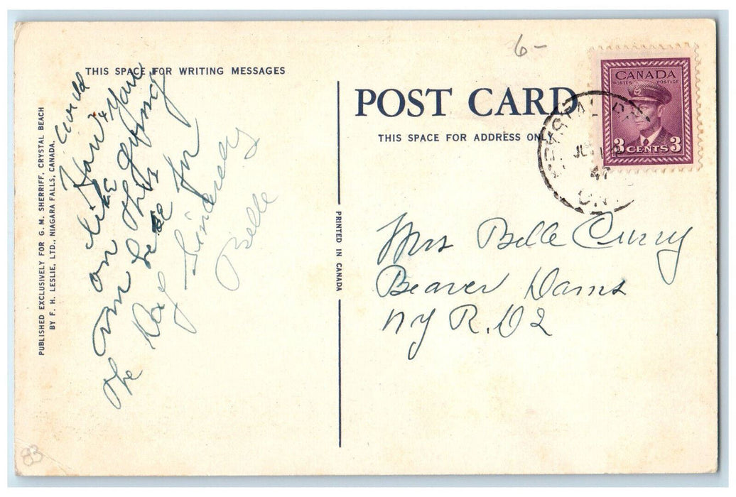 1947 Cyclone Coaster Crystal Beach Ontario Canada Vintage Posted Postcard