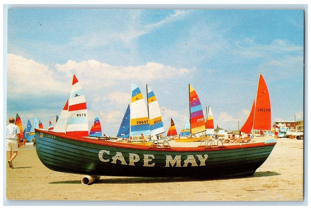 c1960 Annual Hobie Cat Regatta Canoe Sailboat Beach Cape May New Jersey Postcard