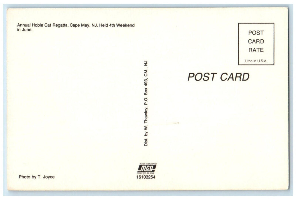 c1960 Annual Hobie Cat Regatta Canoe Sailboat Beach Cape May New Jersey Postcard
